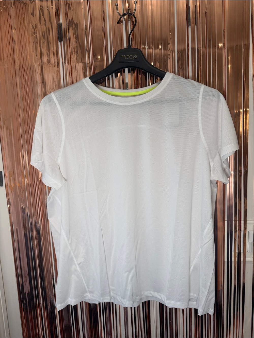 Ideology White Short Sleeve Tee with Neon Yellow Trim NEW 2X